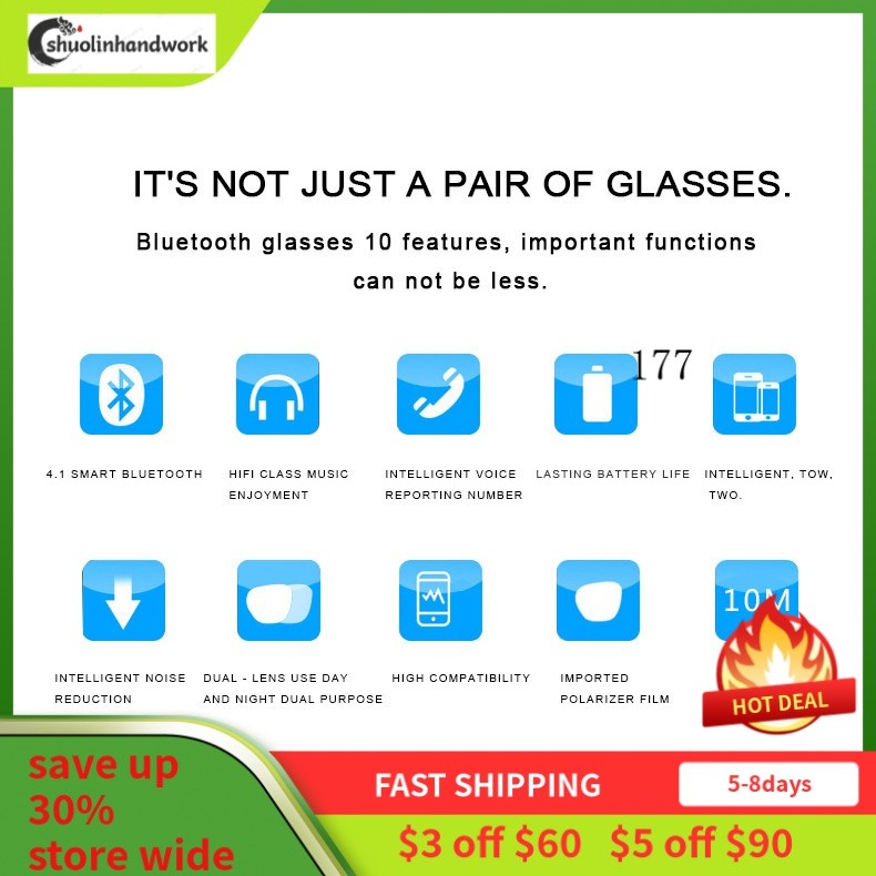 V5.3 Glasses Listening to Songs Replaceable Glasses Outdoor Bluetooth