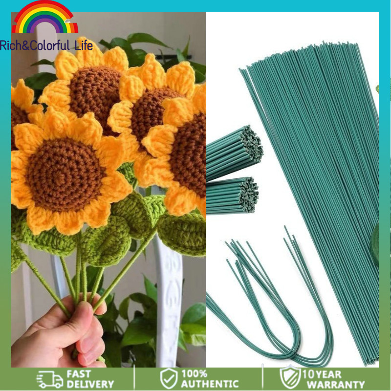 50pcs Floral Bamboo Stick Flower Iron Wire Rod DIY Bouquet Making ...