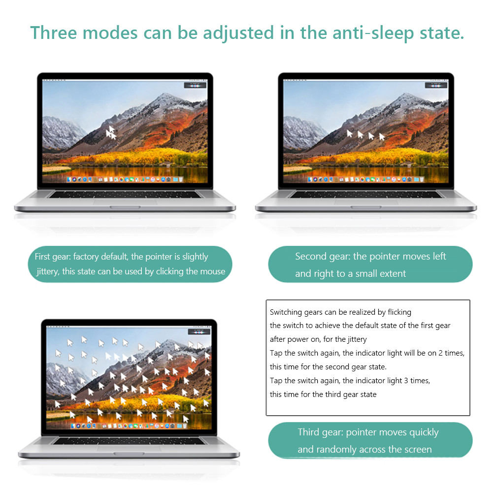 USB C Mouse Jiggler Undetectable Mouse Mover Shaker 3 Modes with Switch ...