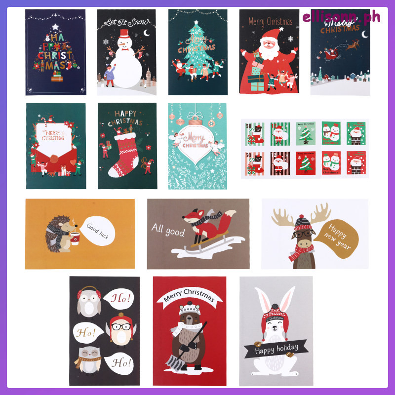 Cartoon Greeting Cards Christmas Notecard Blank Xmas Merry Invitation ...