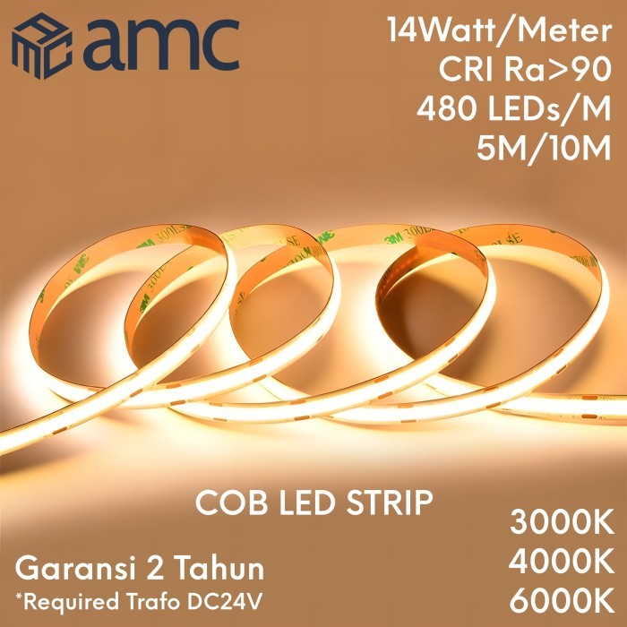 Amd 480D COB LED Flexible Strip DC 24V CRI Ra 90+ Dotless 480 LEDs/M ...