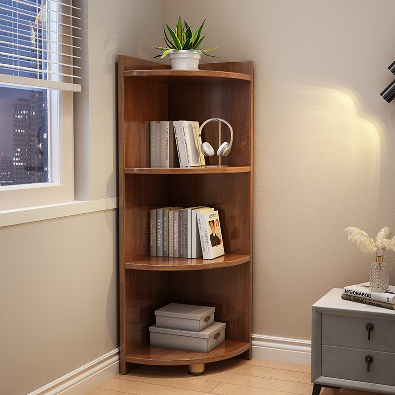 Solid Wood Bookshelf and Storage Shelf Floor Corner Cabinet Living Room ...