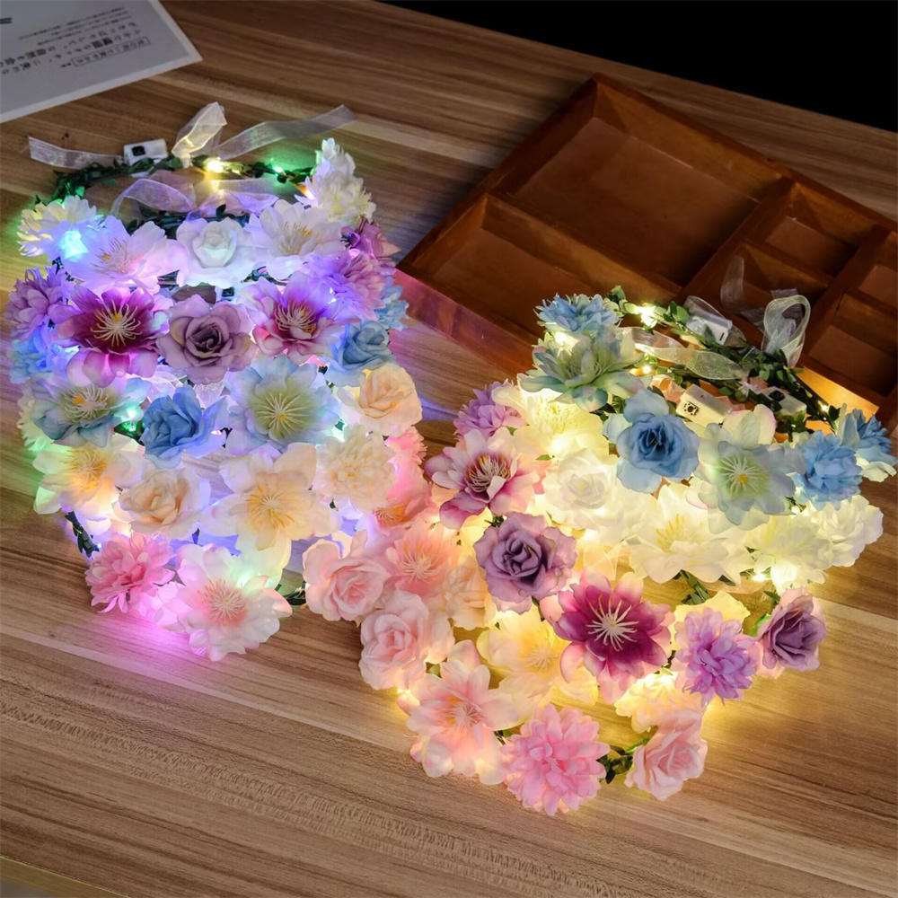 LED Flower Crown LED Flower Wreath Headband Light up Headband Hair ...