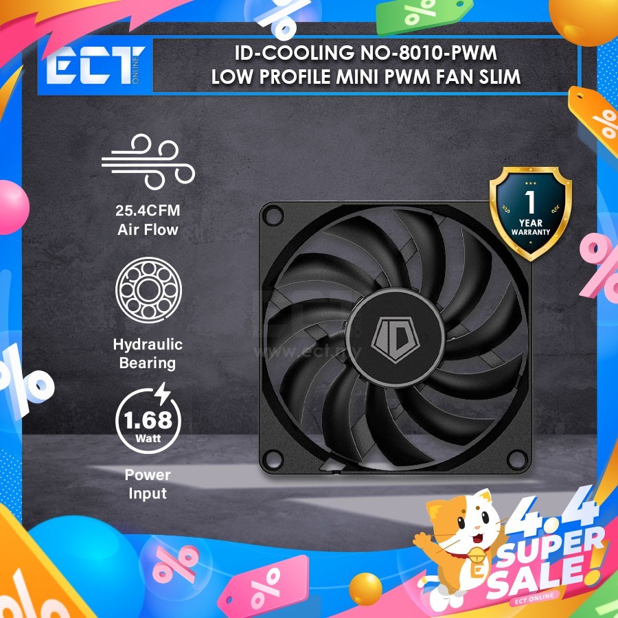ID-Cooling NO-8010-PWM Low Profile Mini PWM Fan Slim | Shopee Philippines