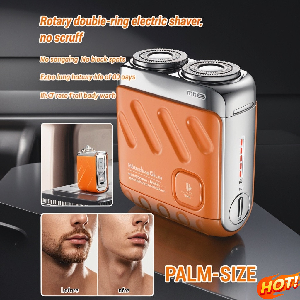 【Efficient Shaving No Snagging】Rotary Dual-Ring Electric Shaver Razor ...