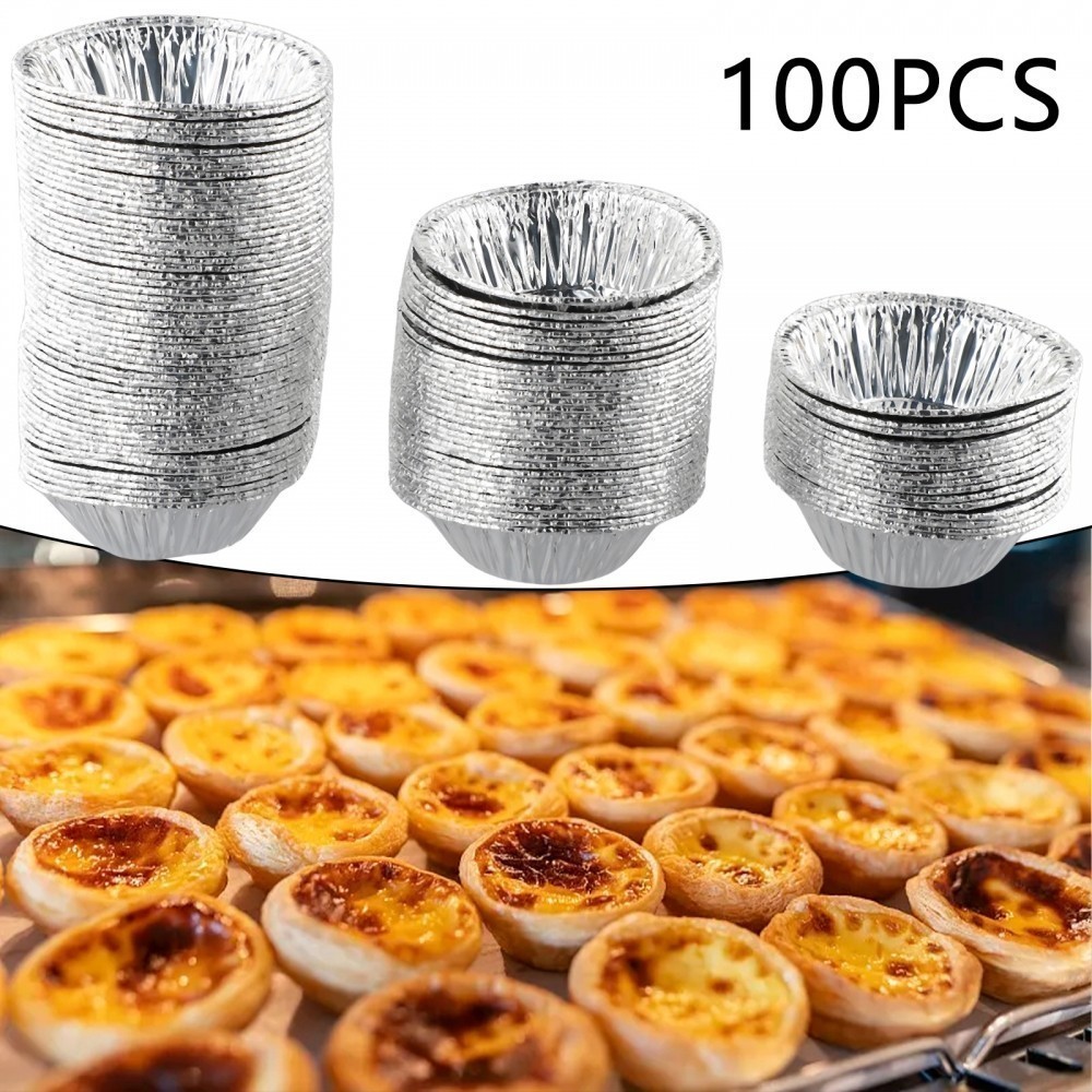 Egg Tart Mold 3" Mini Plate DIY Pot Pudding Disposable Pie Tool Silver