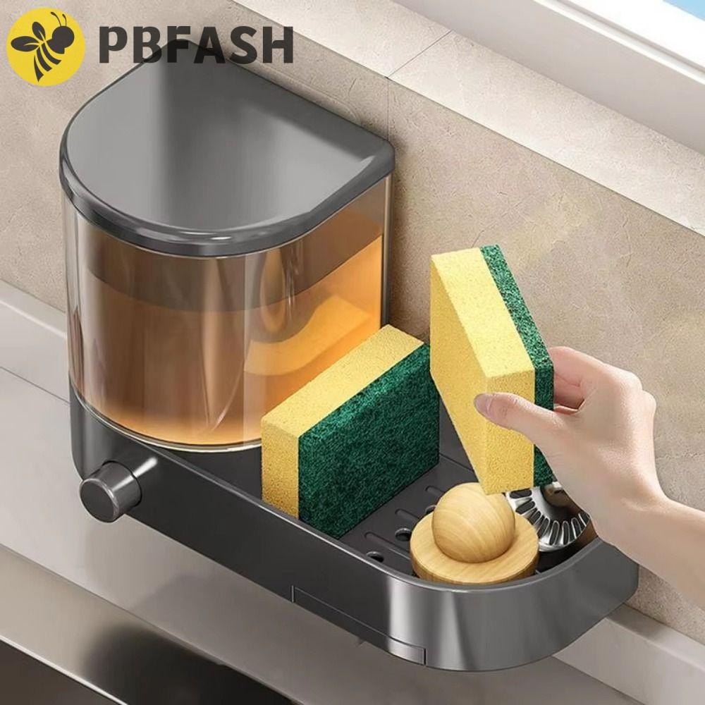 PBFASH Wall Mounted Soap Dispenser, with Drain Tray with Sponges Holder ...