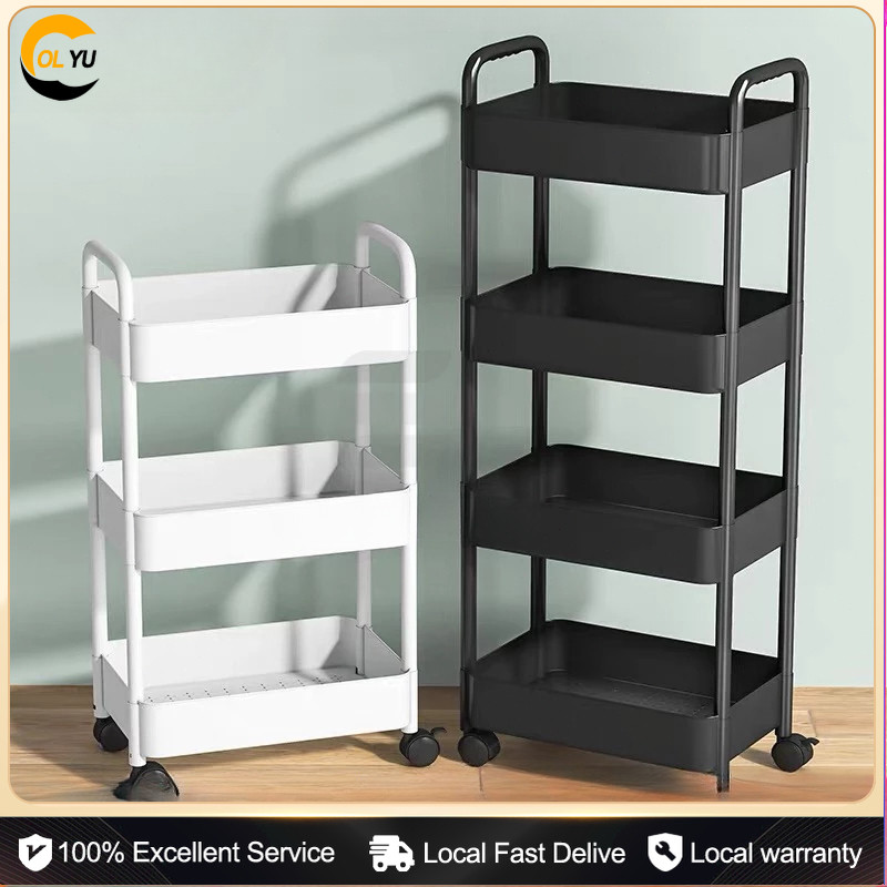 Moving Rack With Wheels Bathroom Organizer Cart Kitchen Storage Shelf ...