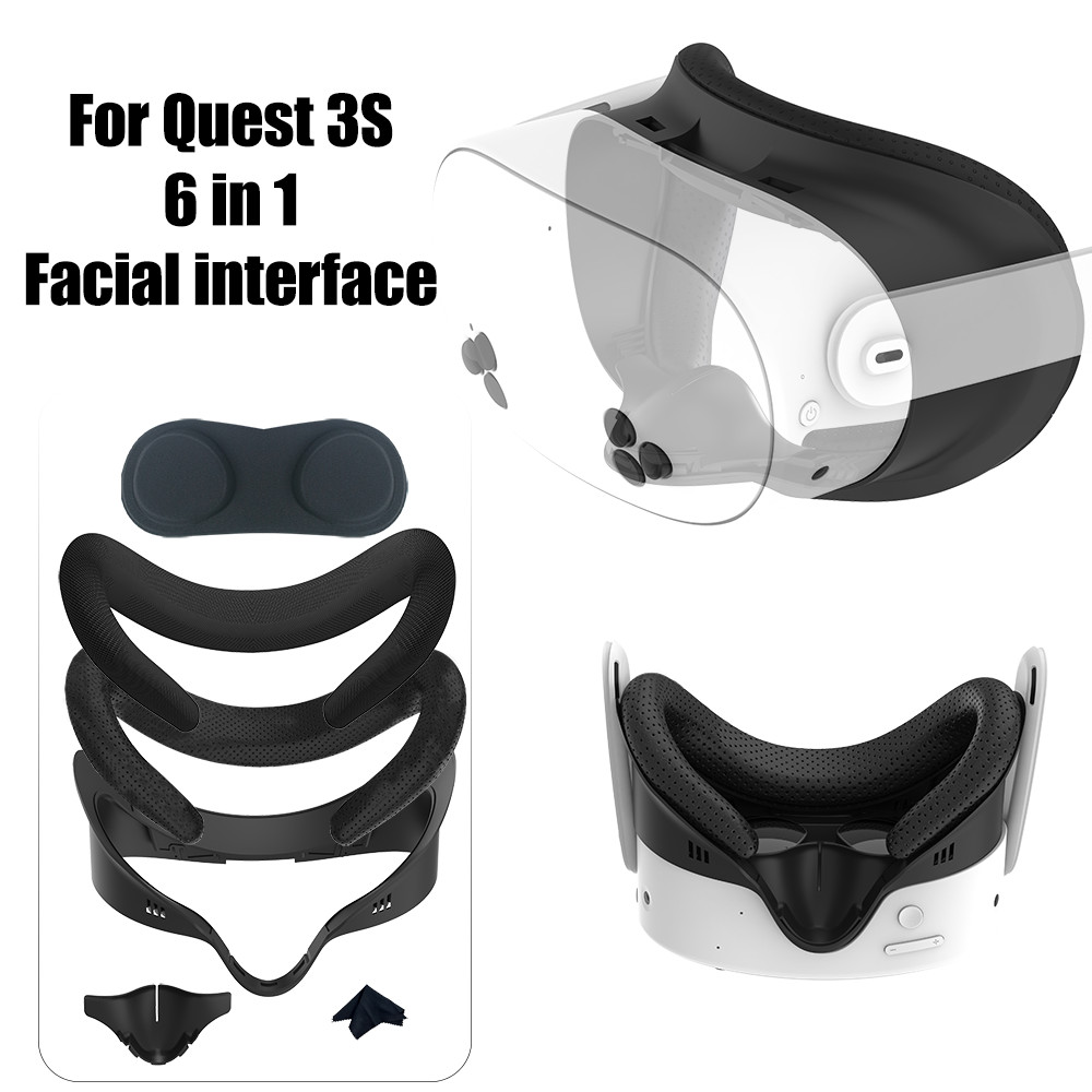 thumbnail image 2 of Meta Quest 3S Face Cover Replacement - PU Leather & Ice Silk Cotton Facial Interface With Nose Light Blocker 2 of 11