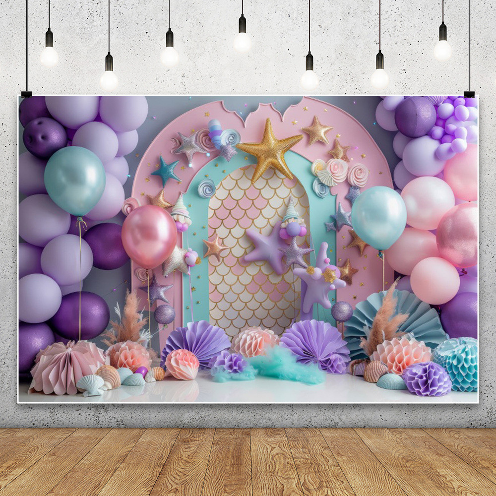 Princess Mermaid Under The Sea Backdrop Kids Children Boy Girl Cake ...