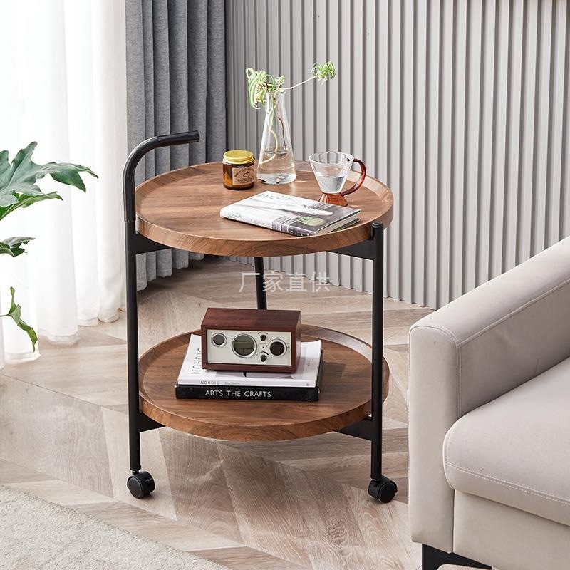Simple Sofa Side Table Movable Coffee Table with Wheels Mini Apartment ...