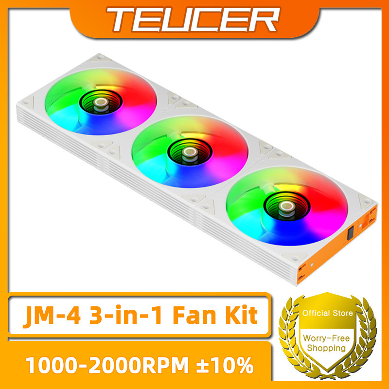 TEUCER JM-4 PC Cooling Fan Kit 1000-2000RPM PWM 5V 3Pin ARGB Wireless ...