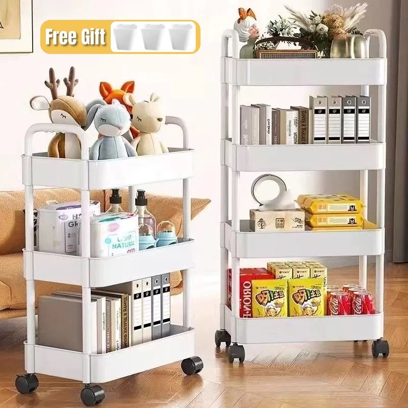 3/4/5 Layer Trolley Cart Organizer Storage Shelf Moving Rack With ...
