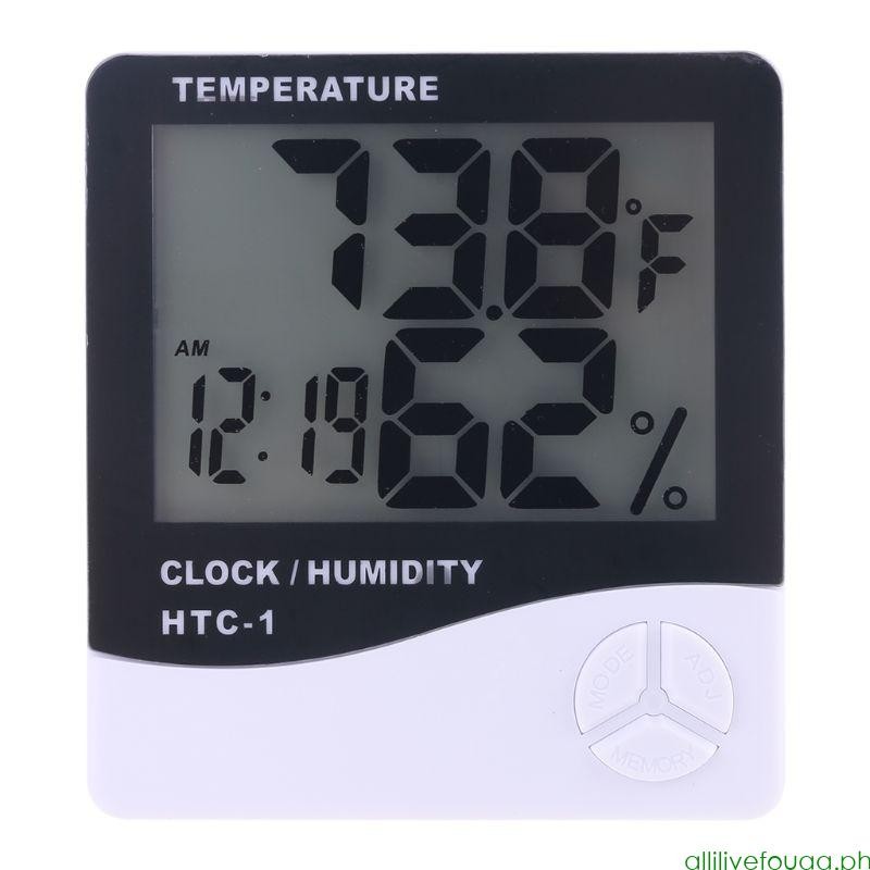 allilivefoua Mini Digital LCD Temperature Humidity Meter Clock Indoor