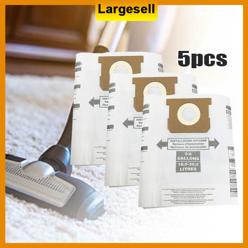 5Pcs Shop Vacuum Dust Bag Replacements E Type 5 To 8 Gallon For Shopvac