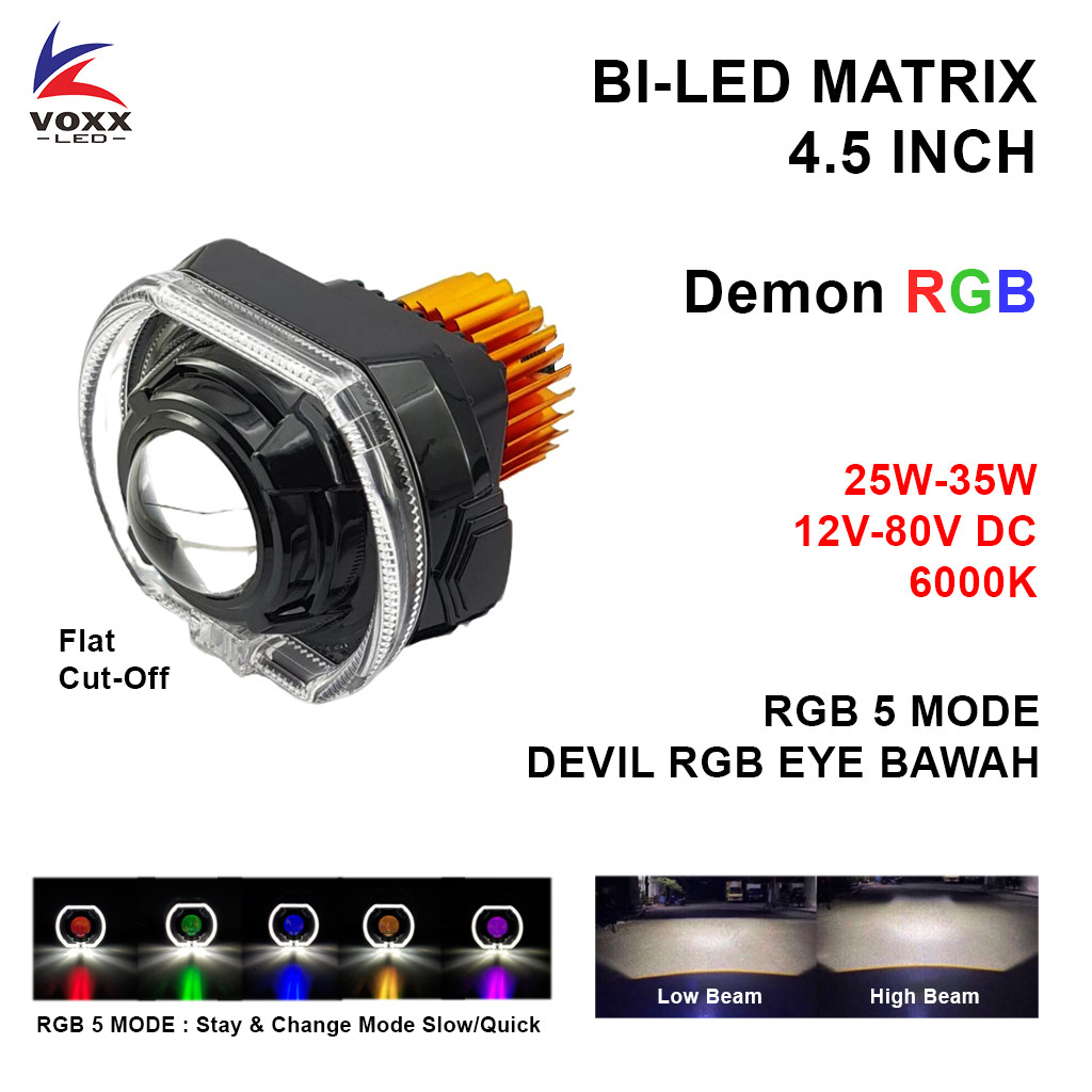 Projie Bi-Led Matrix Laser Cut-Off Hi-Lo 4.5 Inch Demon Eyes RGB Light ...