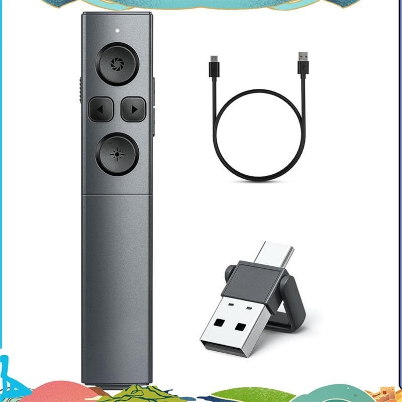 1 Piece 2-In-1 USB Type C Presentation Clicker Rechargeable Wireless ...