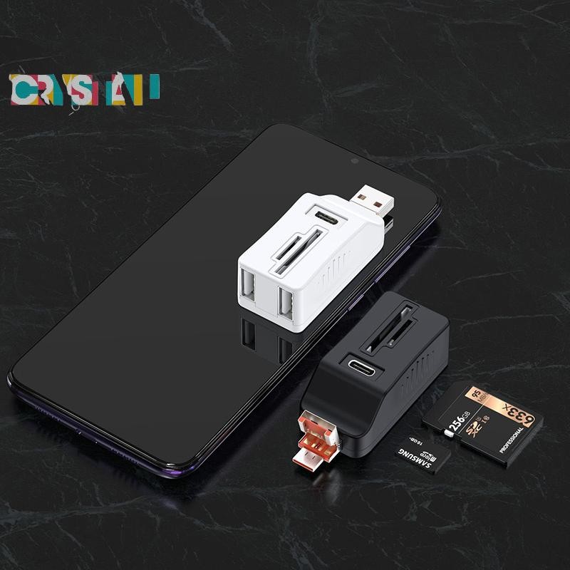 Crystal- USB Card Reader For TF SD Memory Card Type-C Extender Adapter ...