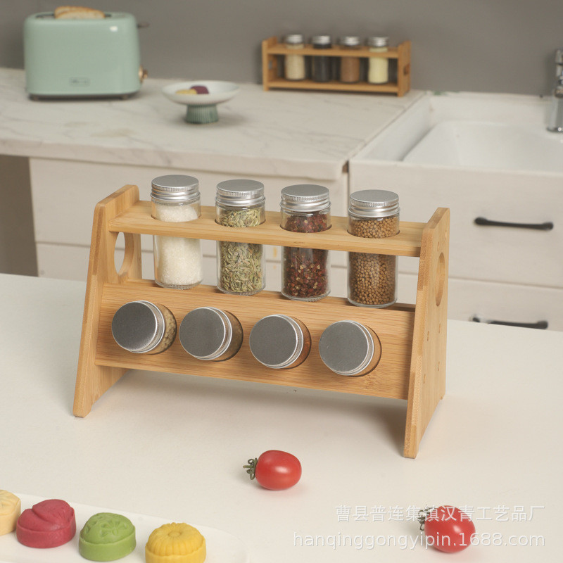 Bamboo Kitchen Seasoning Rack Solid Wood Seasoning Bottle Multi-Layer ...