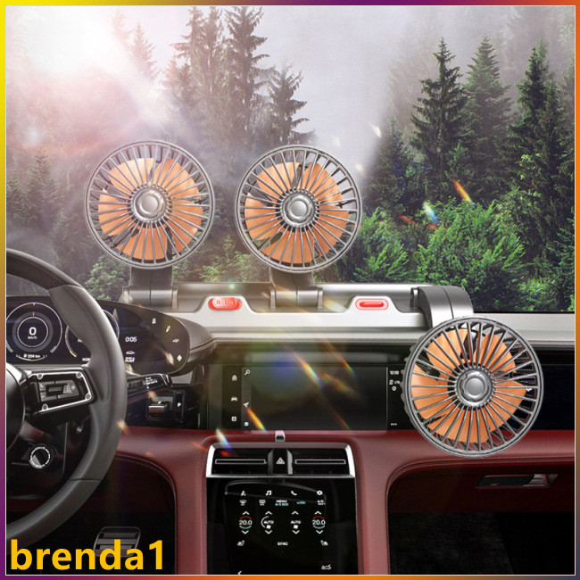 Best Price! Car Cooling Fan Rotatable 3 Heads Fan With 2 Speeds, Low