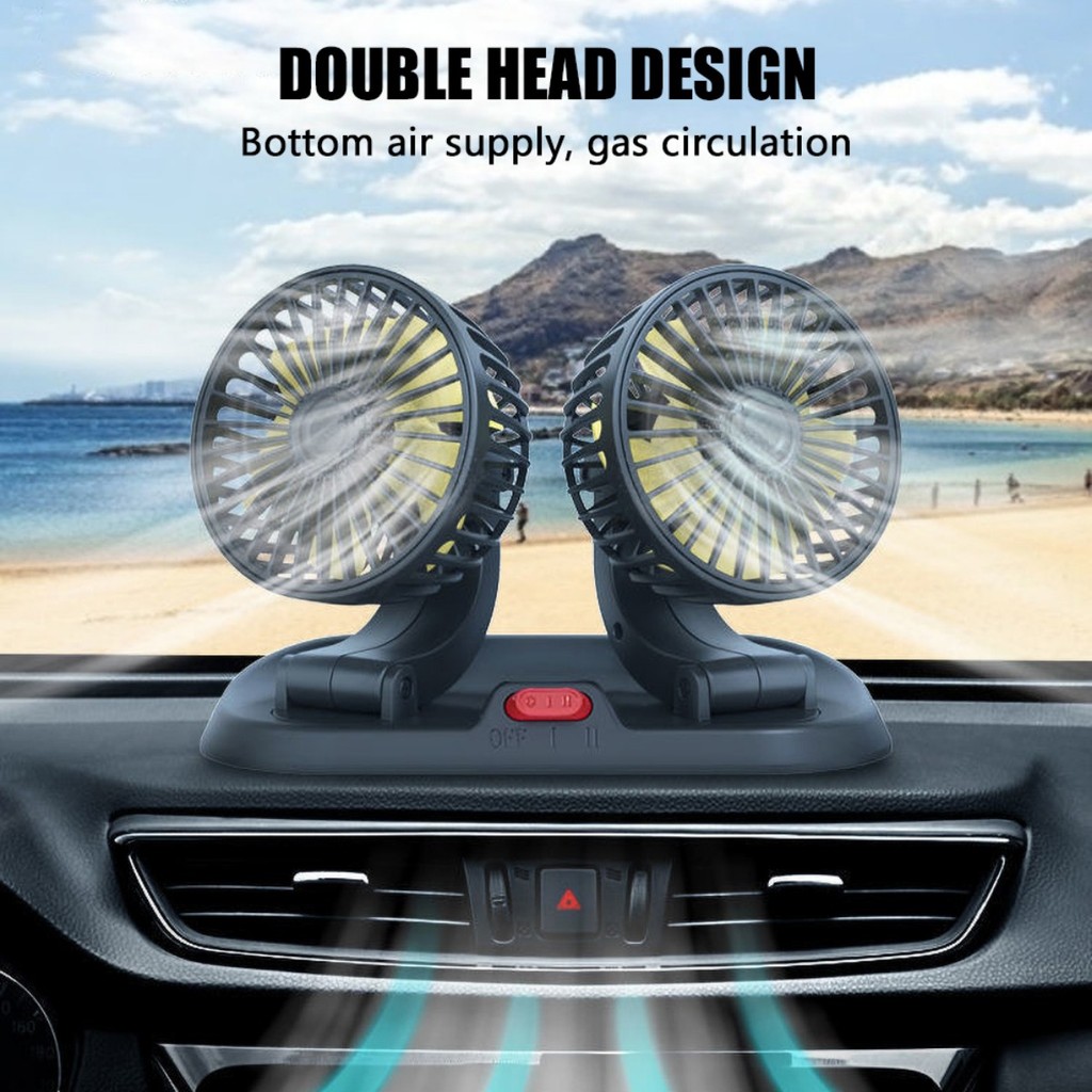 Up To 60% OFF, Dual Head Car Fan , 360° Adjustable Dual-Speed Blower - View #11