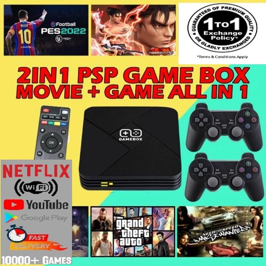 2024 NEW Android TV box + GAME BOX G5 2in1 4K HD Game Console 10000