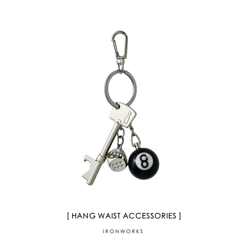 Metal waist pendant key chain Black eight dice solid trend pendant ...