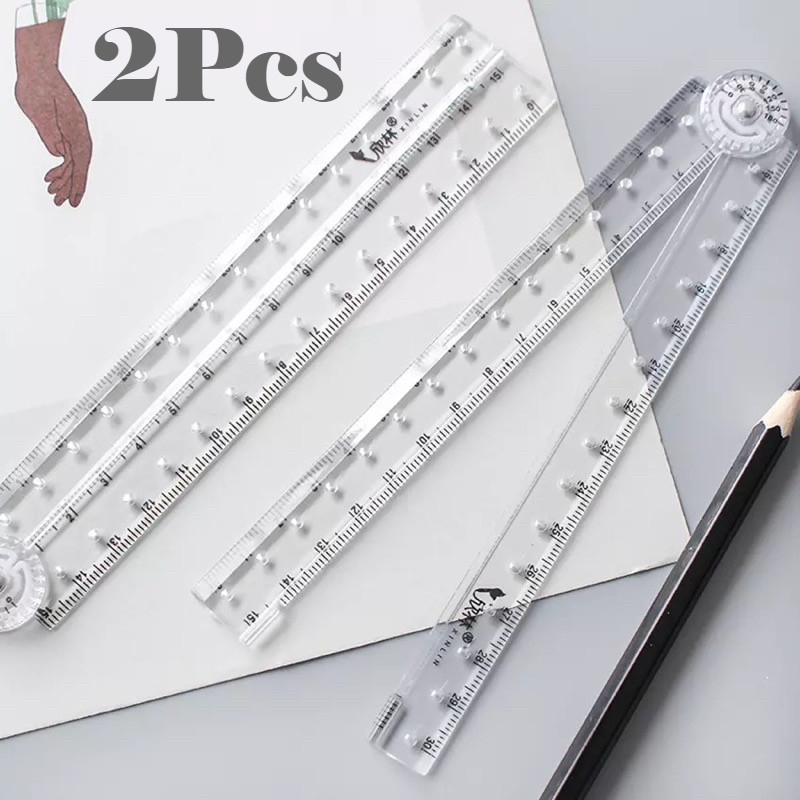 Acrylic Transparent Folding Ruler Simple Scale Plastic Student Drawing ...