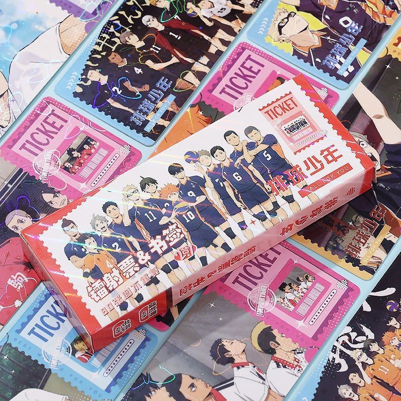 40Pcs/Set Haikyuu!! Laser Ticket Double-Sided HD Bookmark Yu Nishinoya ...