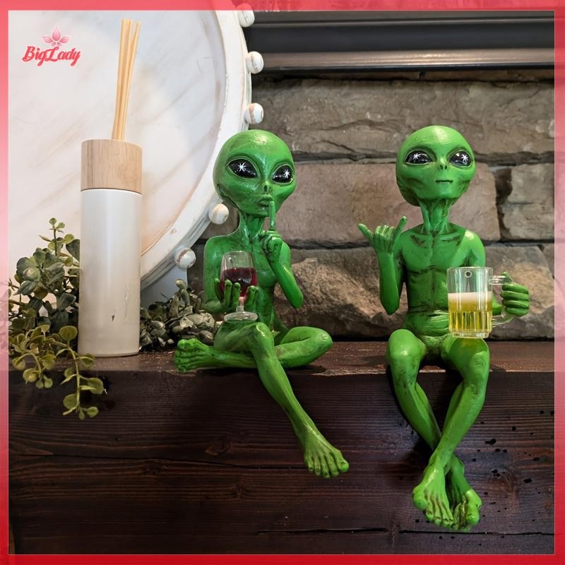 UVLN> Alien Resin Statue Ornament Alien Garden Sculptures & Statues ...