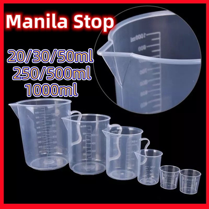 1000ml Clear Plastic Graduated Measuring Cup Set for Baking Beaker ...