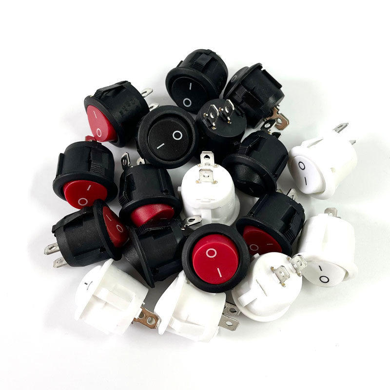 6Pcs 20mm Diameter Round Rocker Switches Black Mini Round Black White ...