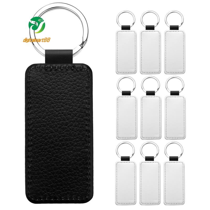 10Pcs Leather Keychain Blank Rectangle MDF Keychain Sublimation Heat ...