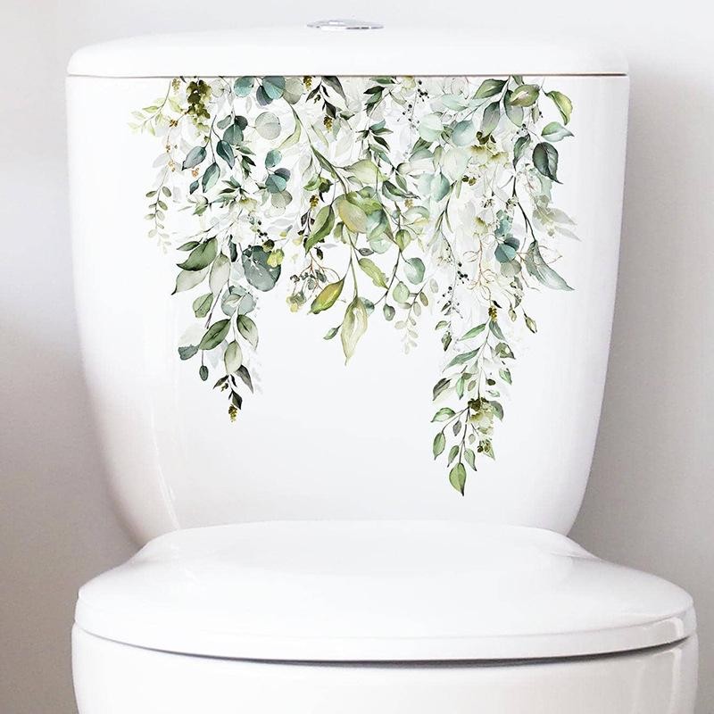 PST Belle Green Plant Leaves Flower Wall Sticker Bathroom Toilet Decor ...