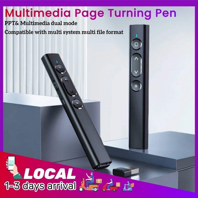 【Dual Mode】Wireless Flip Pen Clicker for Powerpoint PPT Slide Laser ...