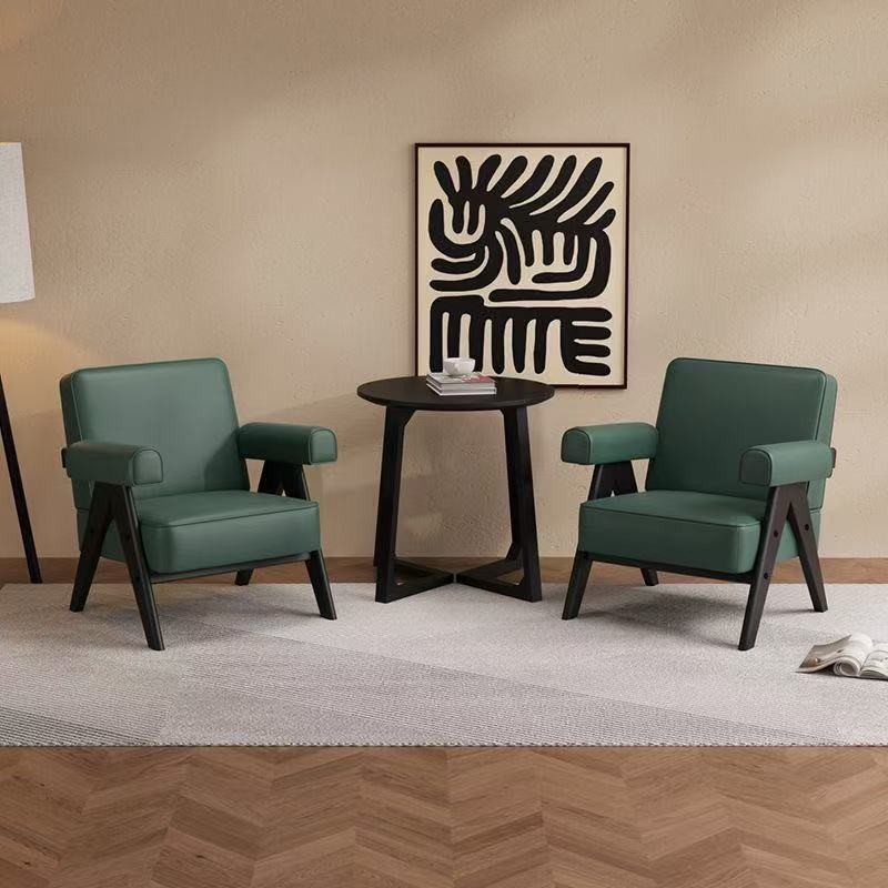 [Hot Review Hot-selling Style] Single Sofa Chair Negotiation Chair  Combination Nordic Modern Light Luxury Living Room Balcony Cafe Reception  Solid Woo