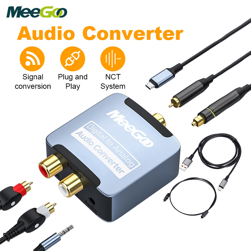 MeeGoo Digital Analog Audio Converter RCA R/L Audio Adapter 3.5mm ...
