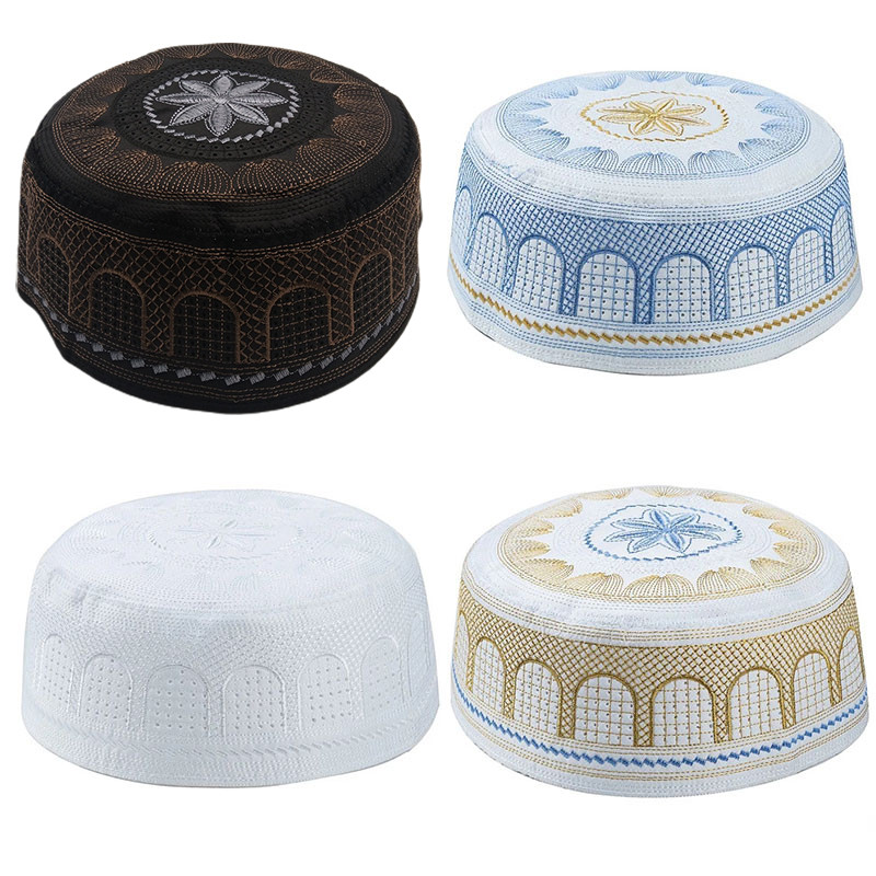 Men Muslim Arabic Cap Hats Prayer Islam Egyptian Kufi Topi Men's Hat ...