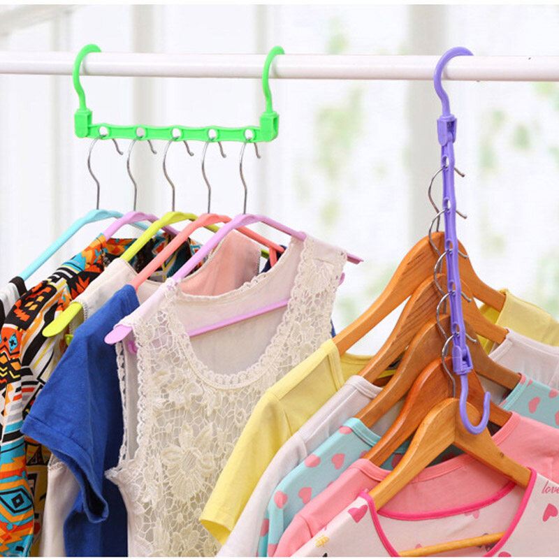 Creative 5 Holes Wardrobe Hanger Storage Plastic Clothes Hanging Hook ...