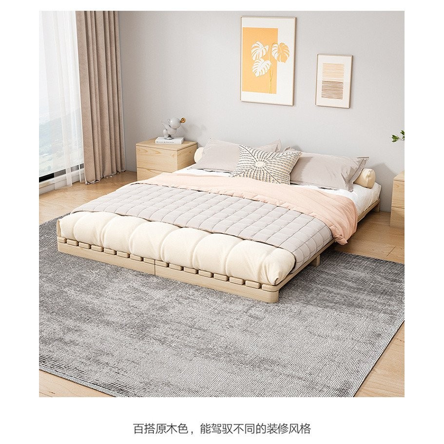 Solid Wood Floor Bed Japanese Style Bedstead Frame Platform Bed Tatami