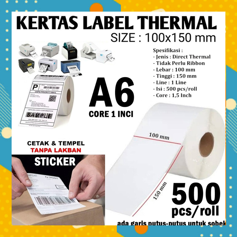 Thermal STICKER Label 500 PC 10 x 15 CM A6 Online Shop Receipt 4 x 6 ...