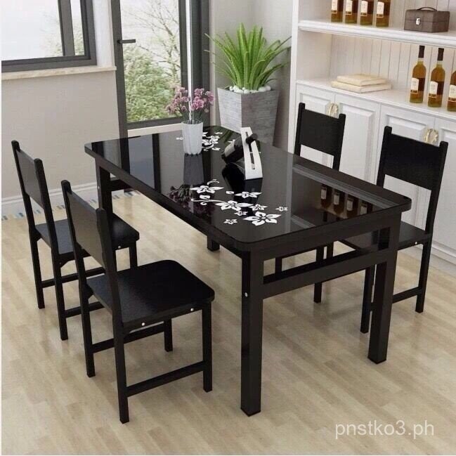 4I Tempered Glass Dining Table Household Rectangular Dining Table Small ...