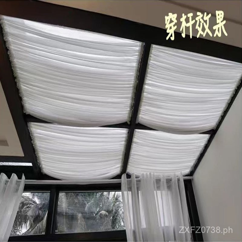 No-Drill Skylight Rod Pocket Sheer Curtain Stretch Heat Insulation Loft ...