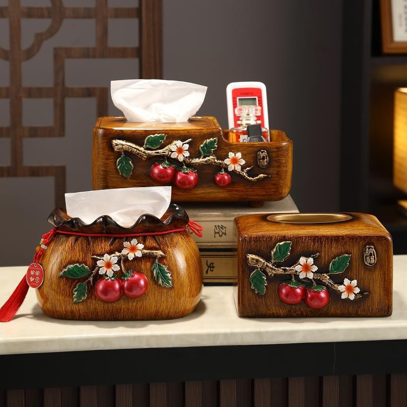 New Chinese Style Persimmon Tissue Box Multifunctional Living Room ...