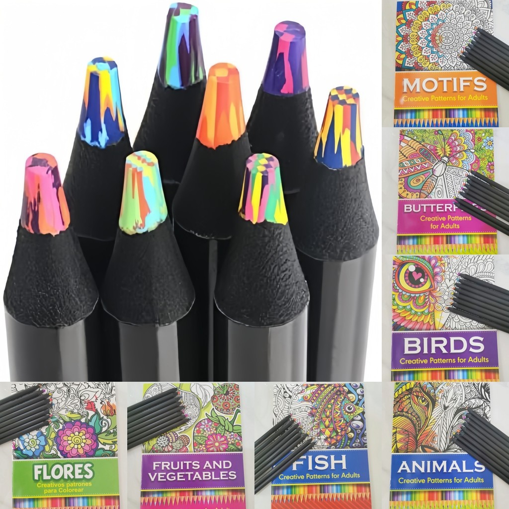Starry Sky Rainbow Pen+Healing Coloring Book Set 16 Pages 31 Patterns