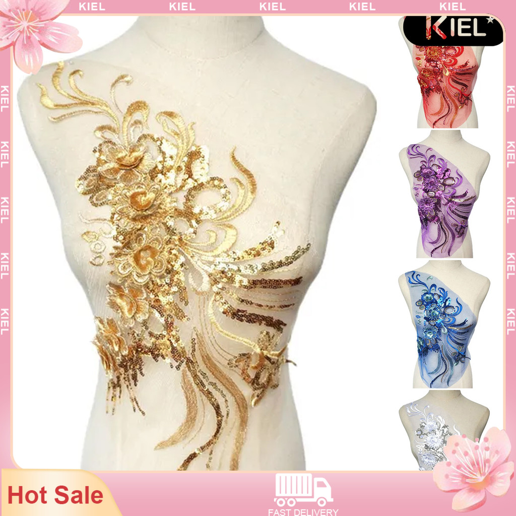 [COD]☃DIY Sewing Fabric Sequin 3D Embroidery Lace Flower Applique Make