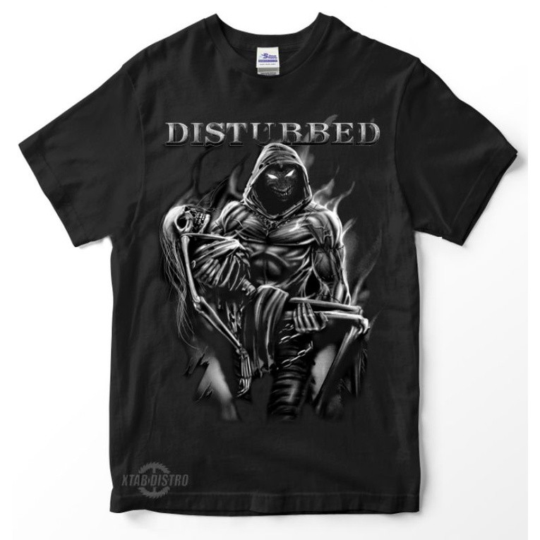 Rocks-Off T-Shirt Uomo Con Simbolo Della Band Disturbed - Cotone, Manica Corta, Nero