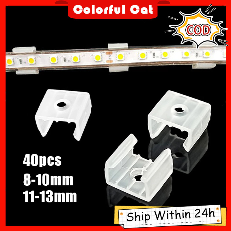 40Pcs 8-13mm Lights Fixed Clip Connector Plastic LED Strip Fix Clips ...