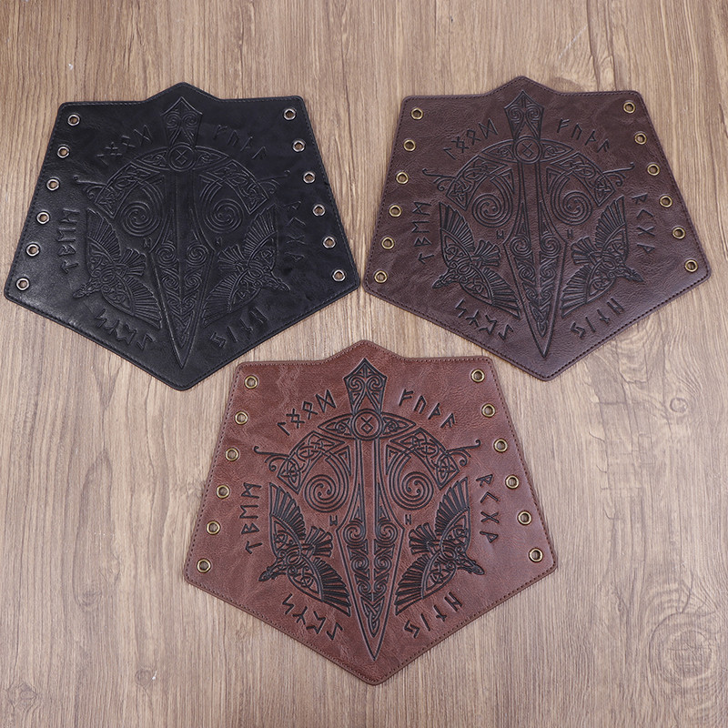 Marbit 1pc Medieval Leather Wrist Guards Embossed Leather Gauntlets ...