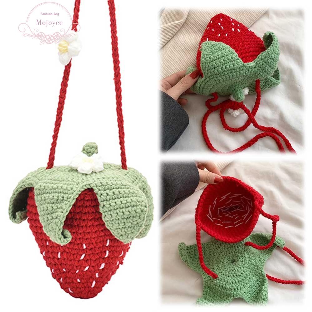 Cute Strawberry Knitted Bag Fruit Crossbody Bag Crochet Tote Bag For Women Mojoycestore Ph